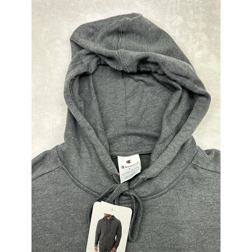 Champion Men’s Hoodie Large Charcoal Gray Pullover Sweatshirt Logo